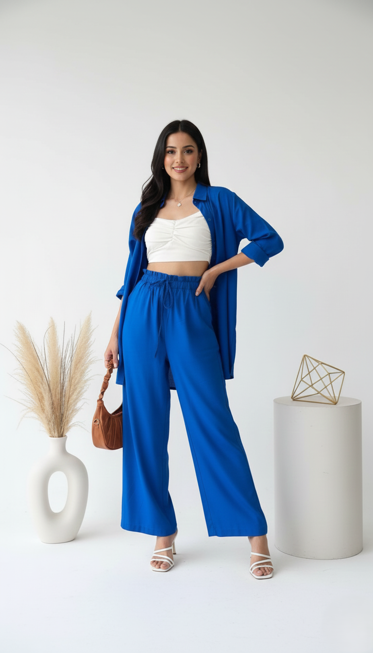 Blue Co-ord Pants Set