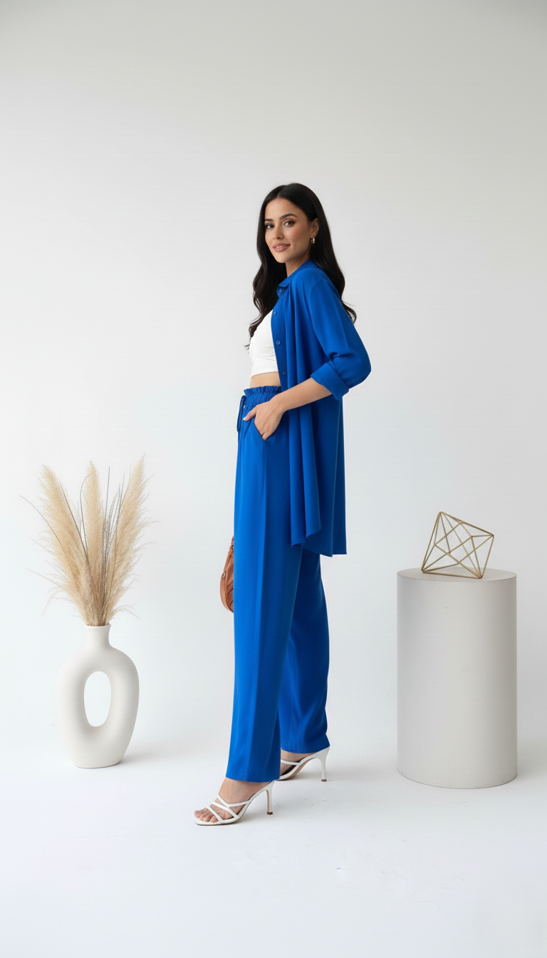 Blue Co-ord Pants Set