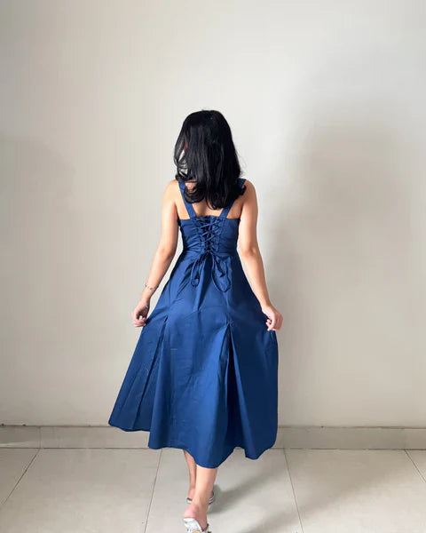 Navy Blue Corset Midi Dress