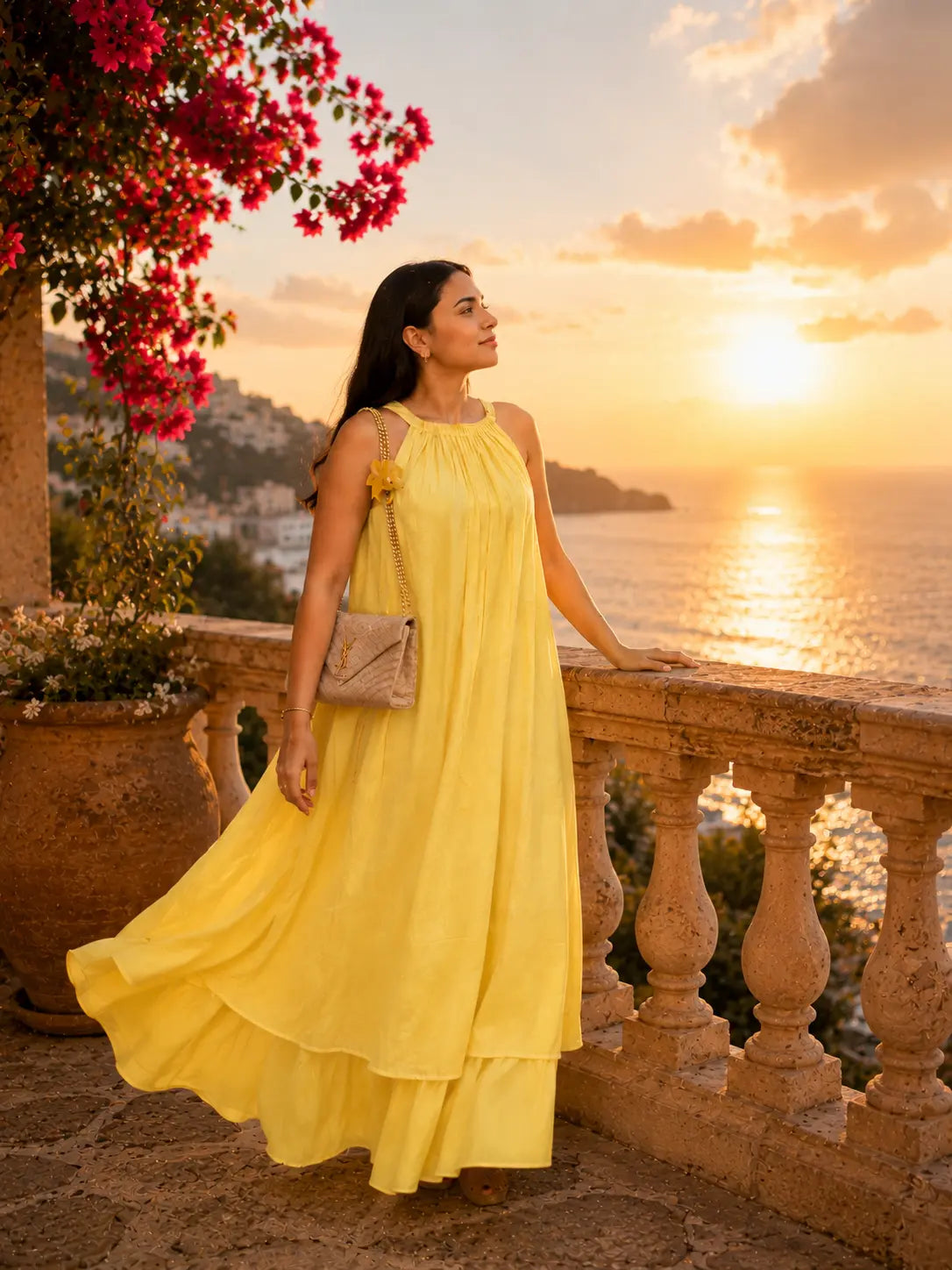 Pastel Yellow Blooming Mulmul Maxi Dress