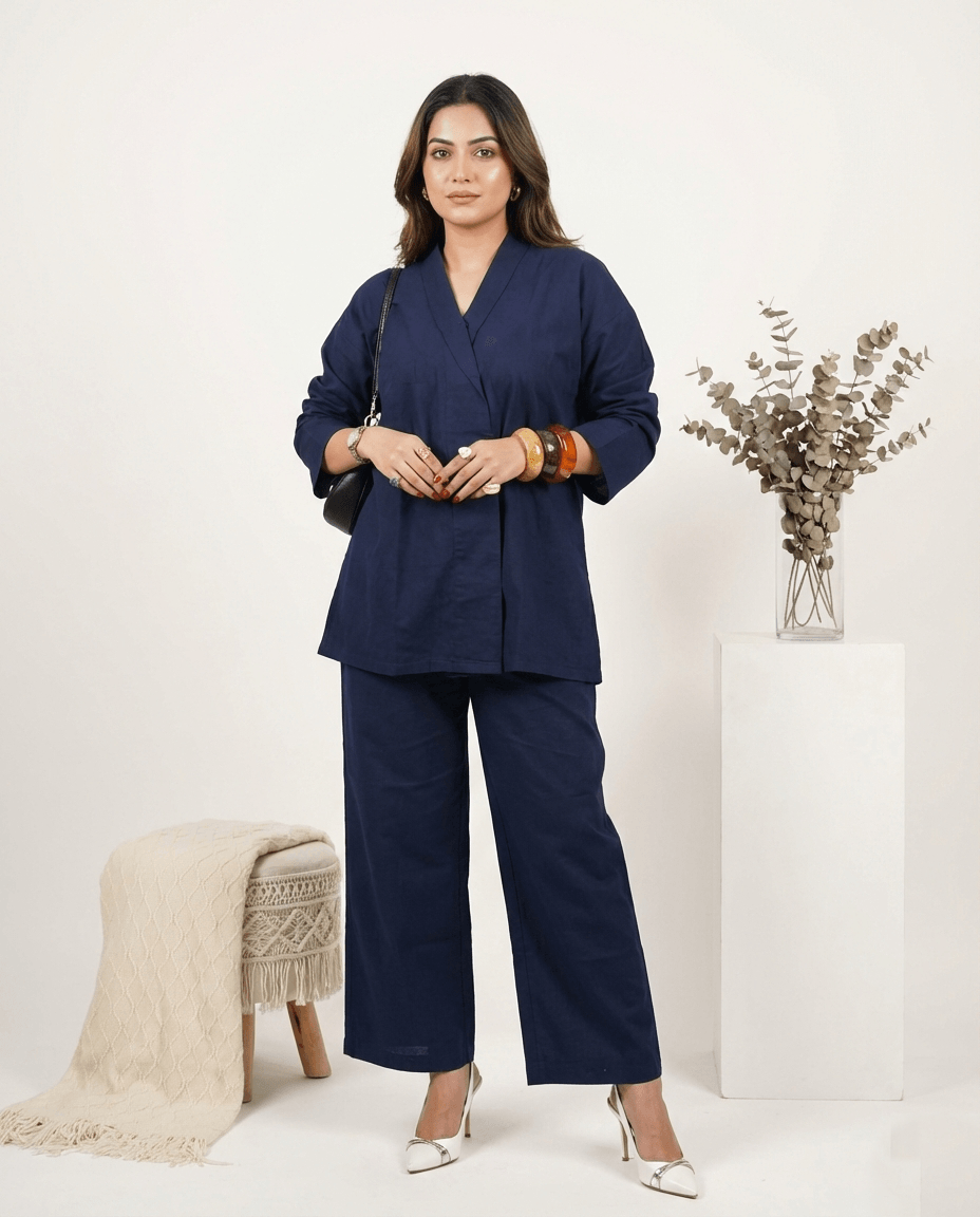 Navy Wrap Coord Set