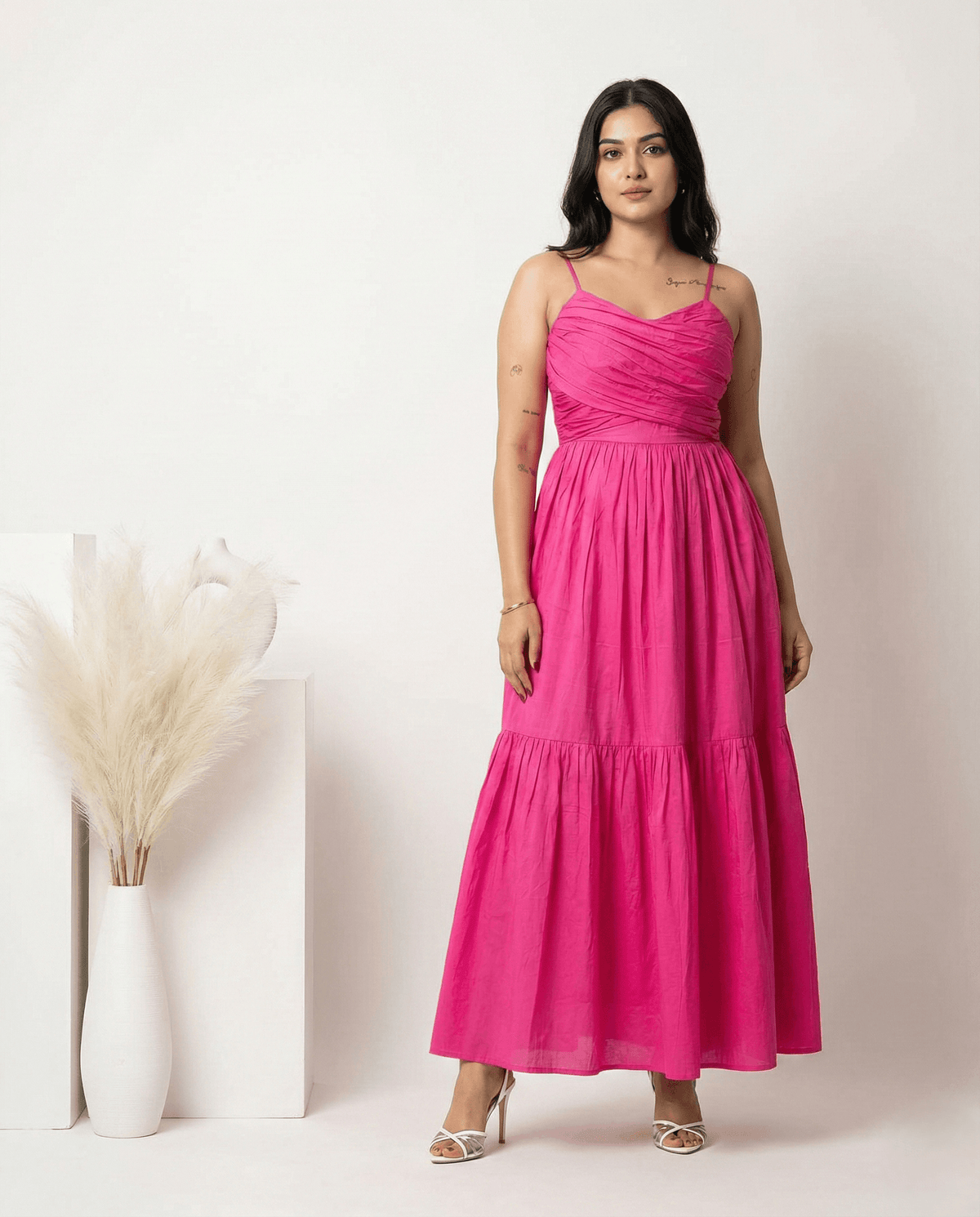 Hot Pink Mulmul Maxi