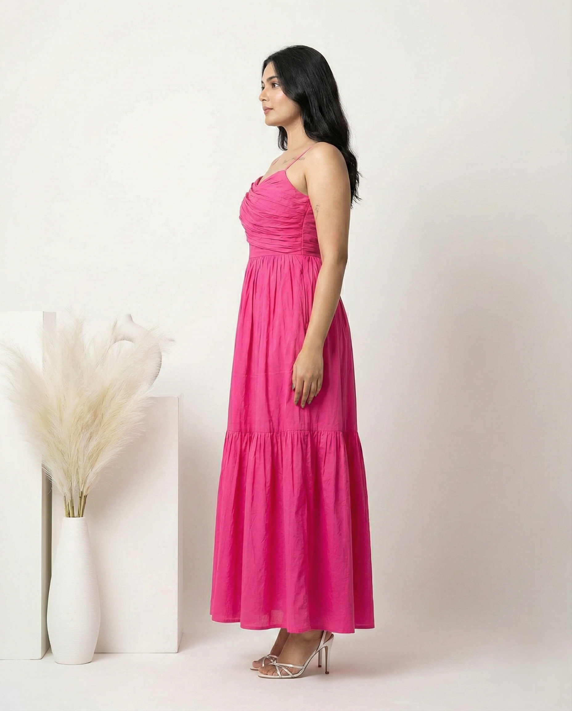 Hot Pink Mulmul Maxi