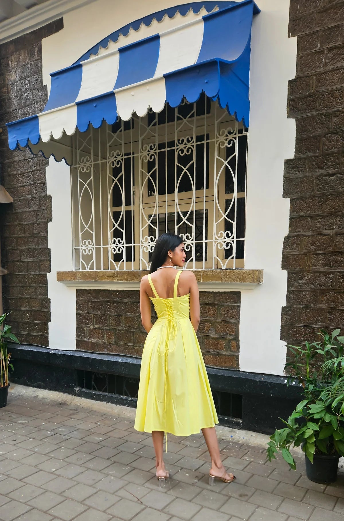 Butter Yellow Corset Midi Dress