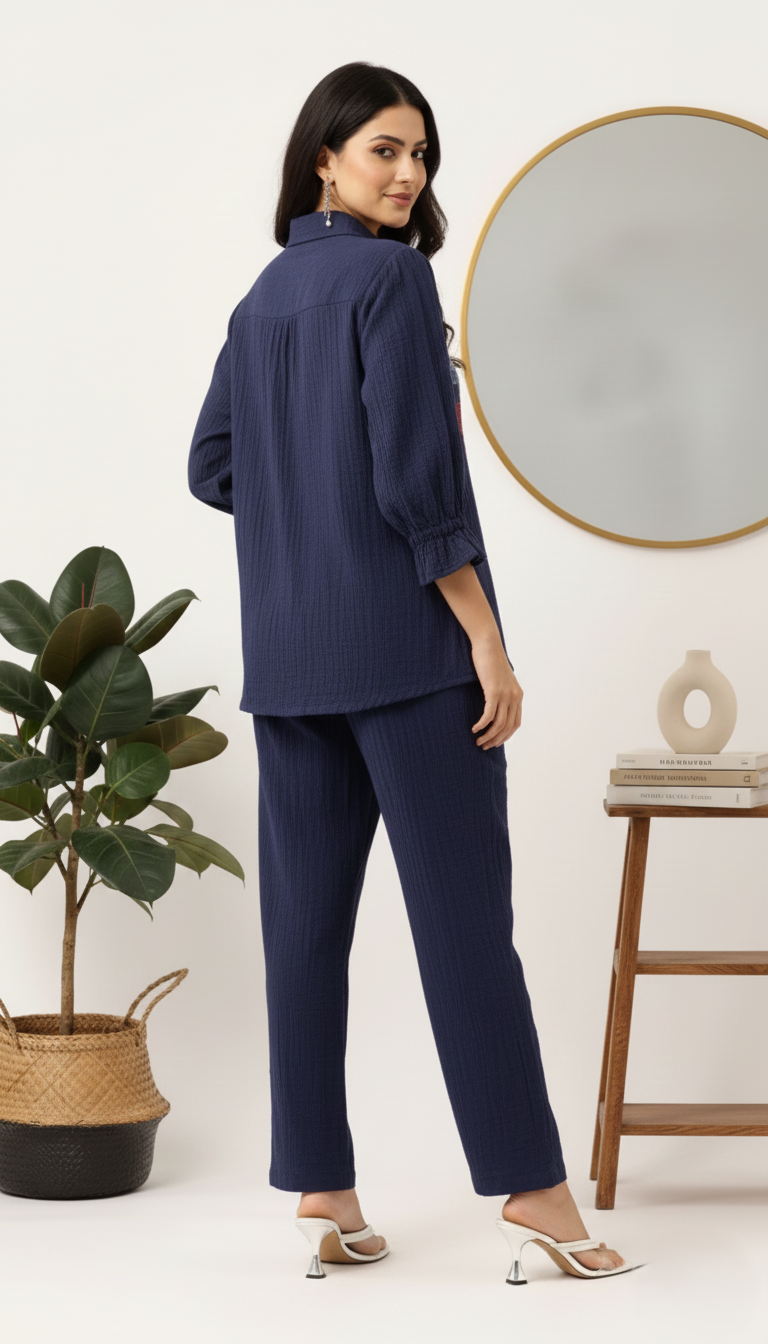 Navy Embroidery Co-ord