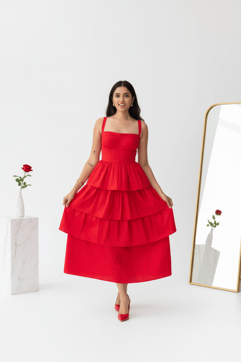 Red Ruffle Dress