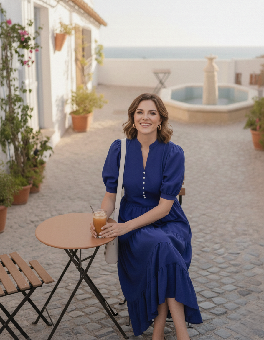 Royal Blue Button Maxi