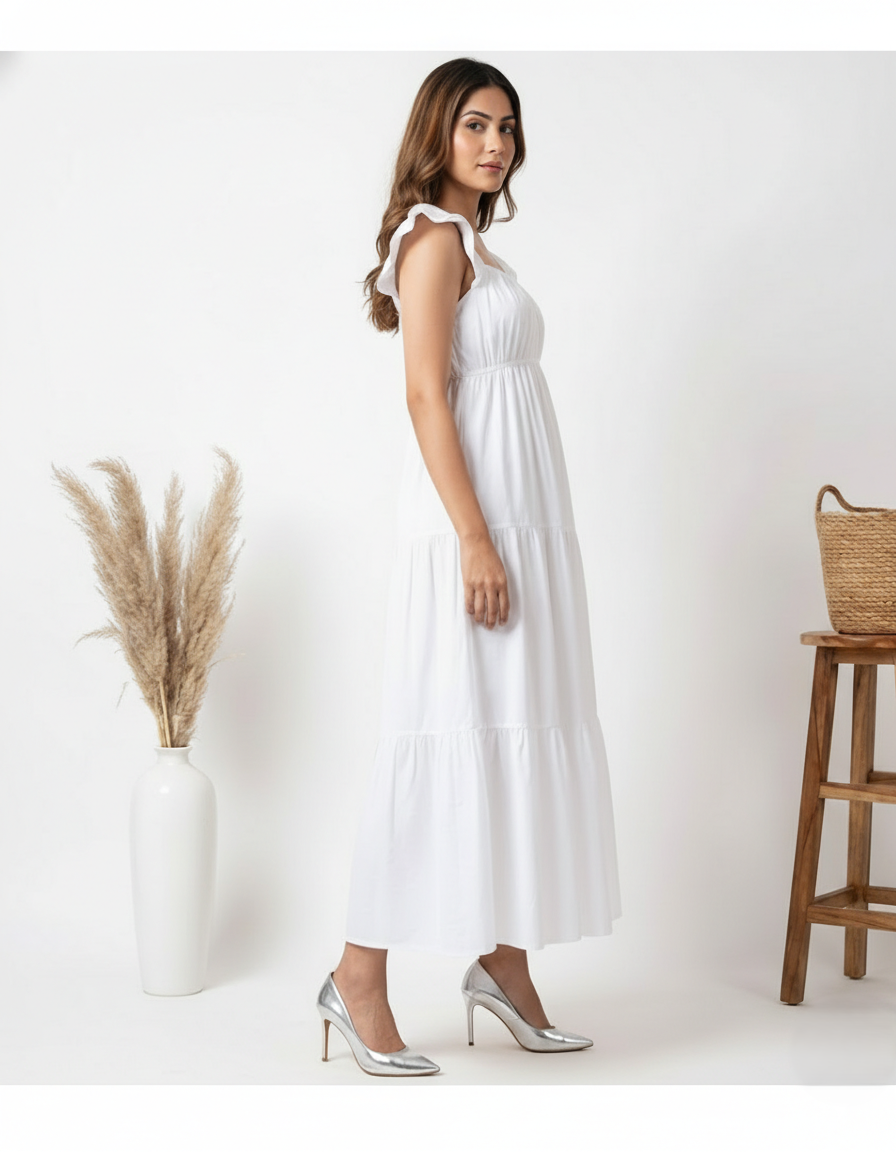 White Frill Maxi