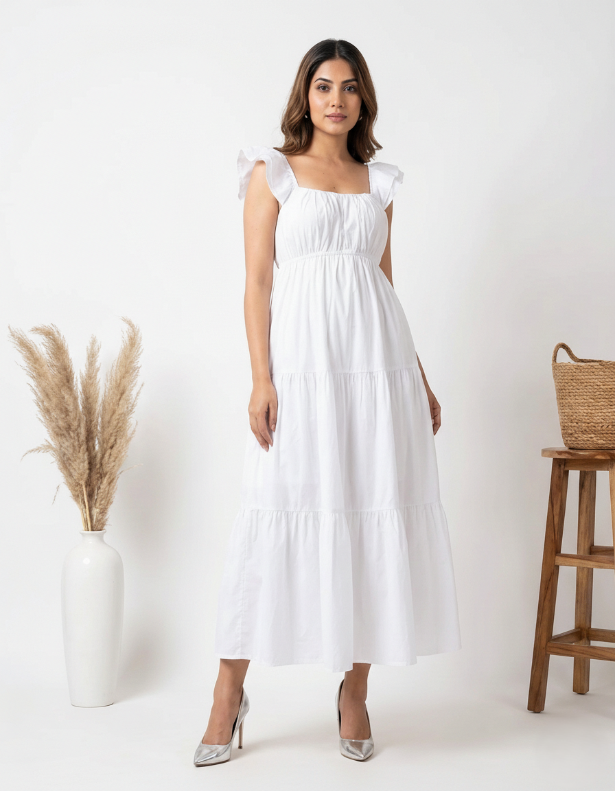 White Frill Maxi