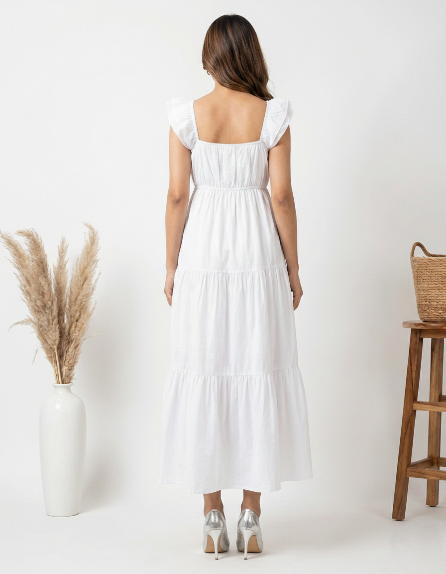 White Frill Maxi